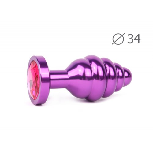 Ребристая анальная пробка Anal Jewelry Plugs Medium Purple 8 х 3,4 см