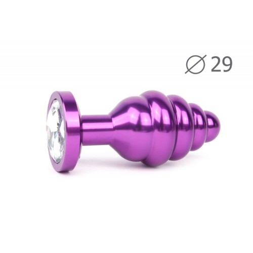 Ребристая анальная пробка Anal Jewelry Plugs Small Purple 7 х 2,9 см