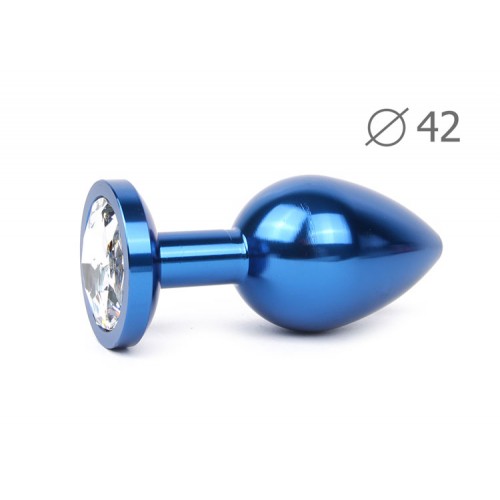 Металлическая анальная пробка Jewelry Plug Large Blue 9,3 х 4,2 см