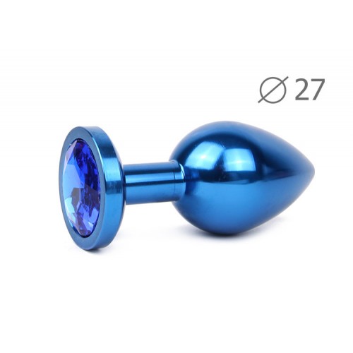 Металлическая анальная пробка Jewelry Plug Small Blue 7 х 2,7 см