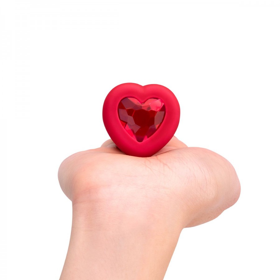 Анальная вибропробка с ДУ B Vibe Vibrating Heart Shape Jewel Plug M-L