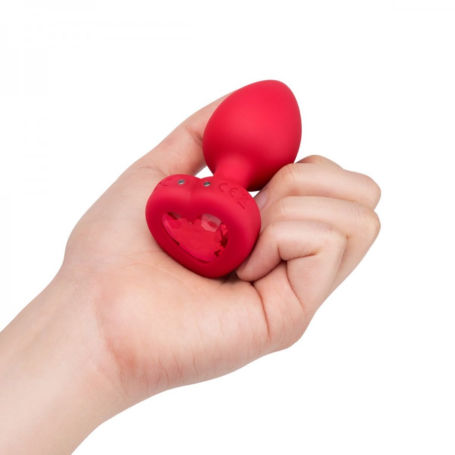 Анальная вибропробка с ДУ B Vibe Vibrating Heart Shape Jewel Plug M-L