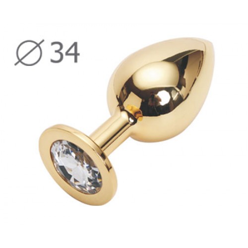 Металлическая анальная пробка Jewelry Plug Medium Gold 8,2 х 3,4 см