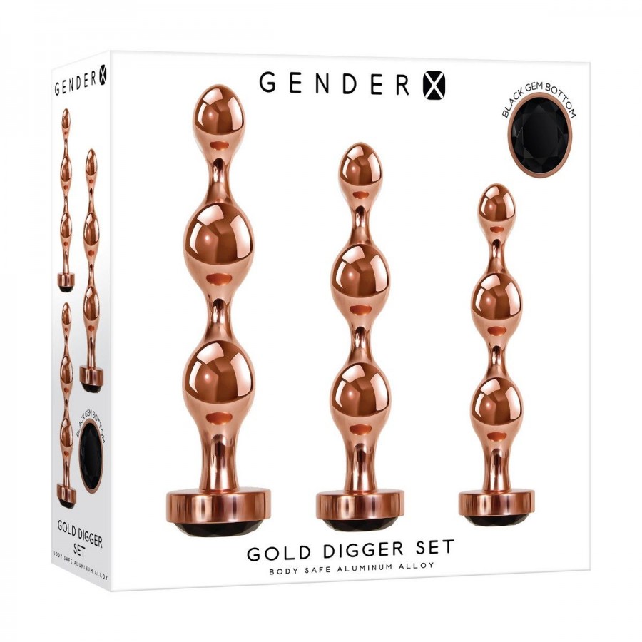 Набор анальных стимуляторов из металла Gender X Gold Digger Set