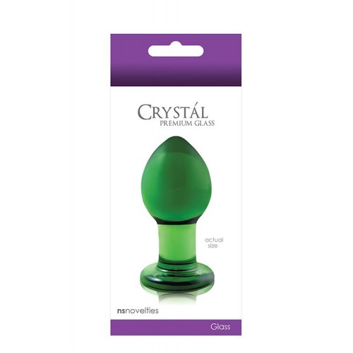 Зеленая стеклянная анальная пробка NS Novelties Crystal Medium - 7,5 см.