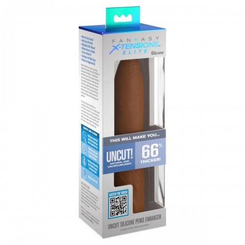 Увеличивающая насадка для пениса Uncut Silicone Penis Enhancer Tan 17 см