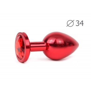 Металлическая анальная пробка Jewelry Plug Medium Red 8 х 3,4 см