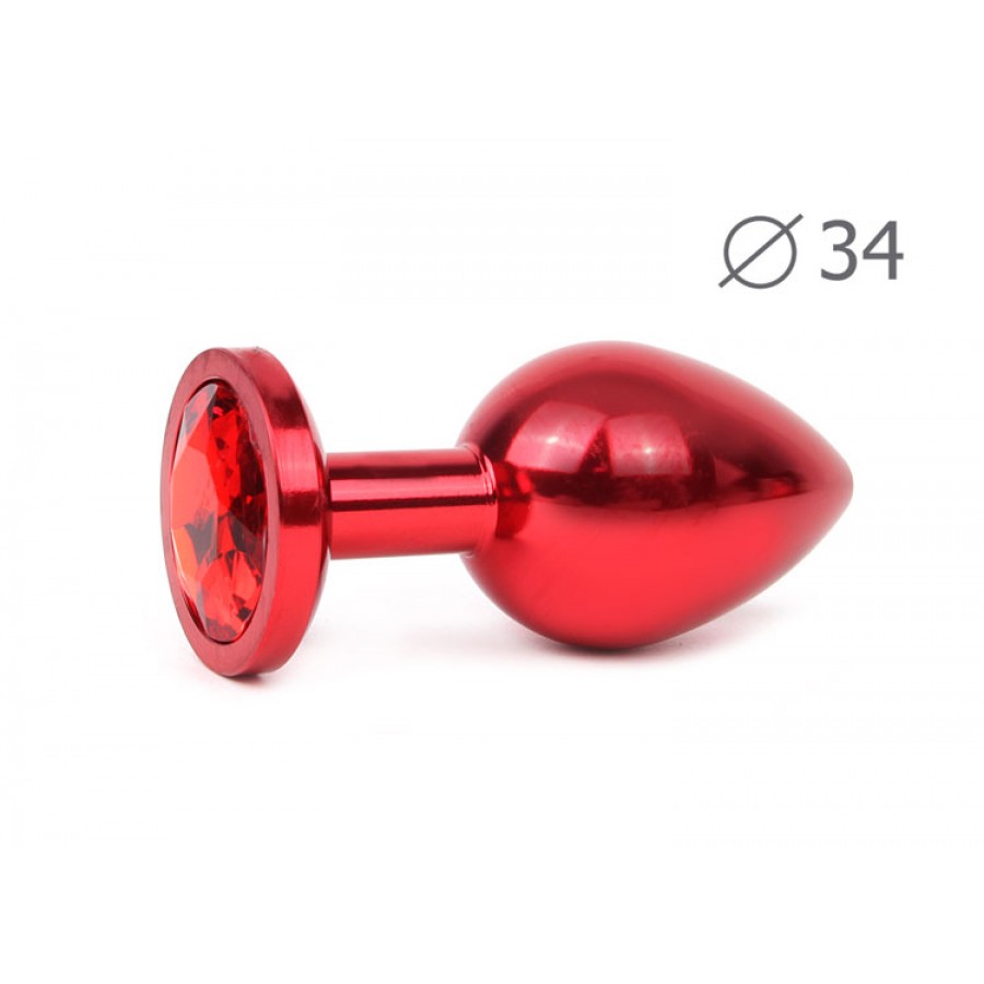 Металлическая анальная пробка Jewelry Plug Medium Red RM-16