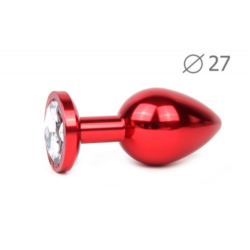 Металлическая анальная пробка Jewelry Plug Small Red 7 х 2,7 см