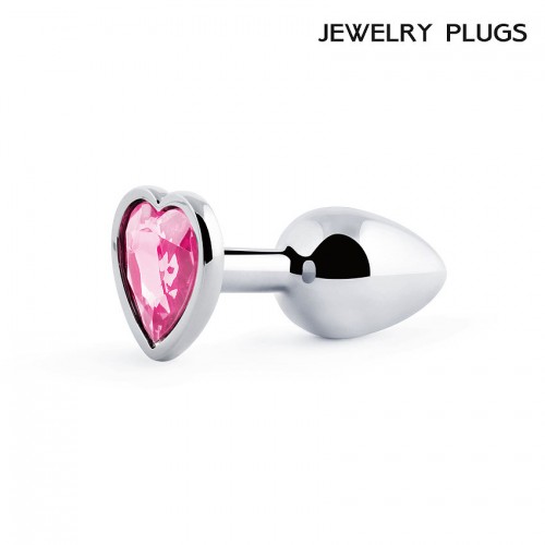 Металлическая анальная пробка Anal Jewelry Heart Silver Small SCH-02 Розовый