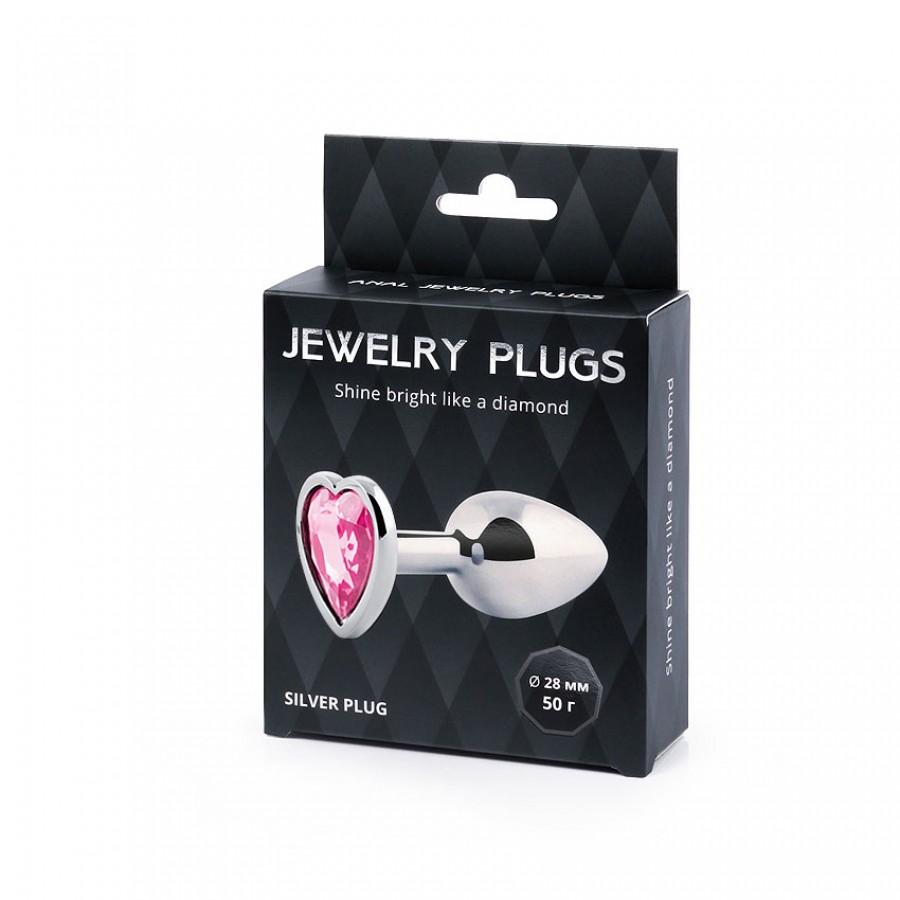 Металлическая анальная пробка Anal Jewelry Heart Silver Small SCH-02 Розовый