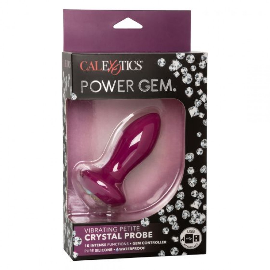 Анальная вибропробка с кристаллом Power Gem Vibrating Petite Crystal Probe 9,5 см Violet
