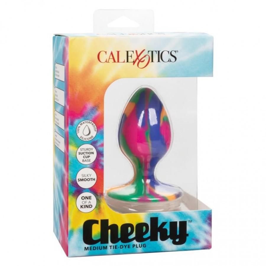 Яркая анальная пробка Cheeky Medium Tie-Dye Plug 7,5 х 5 см