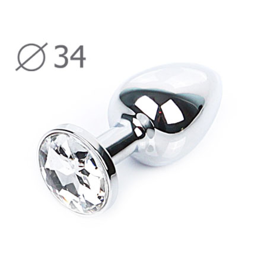 Металлическая анальная пробка Jewelry Plug Medium Silver 8 х 3,4 см