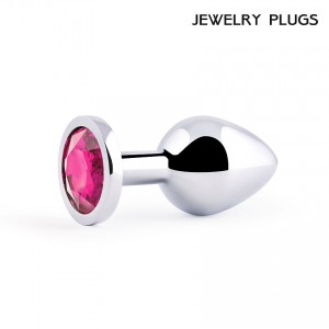 Металлическая анальная пробка Jewelry Plug Medium Silver 8 х 3,4 см SM-14 Рубиновый