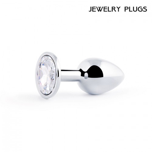 Анальная пробка с кристаллом Jewelry Plug Silver Small 7 х 2,8 см SS-01 Прозрачный