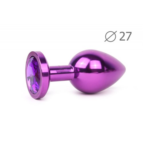Металлическая анальная пробка Jewelry Plug Large Violet 9,3 х 4,2 см