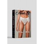 Трусики с  кружевным поясом и гартерами L/XL Cream