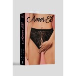 Откровенные трусики на высокой посадке с доступом AmorEl Black, M