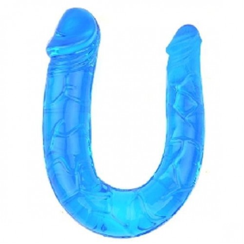 Прозрачный двусторонний дилдо Baile 29,8 х 3,3 см голубой