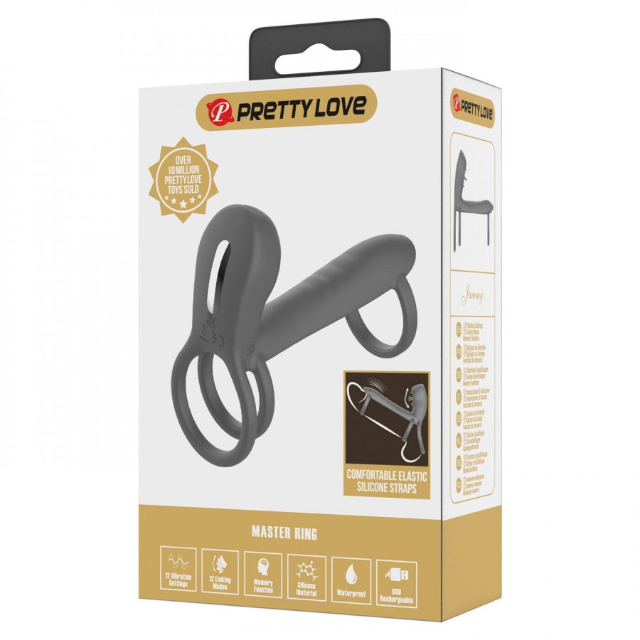 Эрекционное виброкольцо-насадка на пенис Pretty Love Master Ring Jammy
