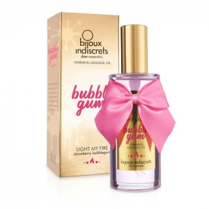 Разогревающее массажное масло Bijoux Indiscrets Light My Fire, Srawberry Bubble Gum 100 мл