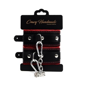 Наручники из натуральной кожи c мягкой красной подкладкой Crazy Handmade CH-24042
