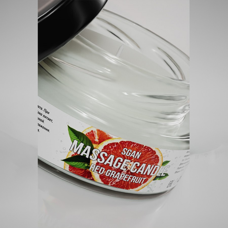 Натуральная массажная свеча с эфирными маслами SGAN "Красный грейпфрут", 50 мл