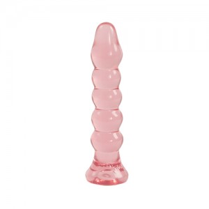 Ребристая анальная пробка Crystal Jellies Anal Plug Pink