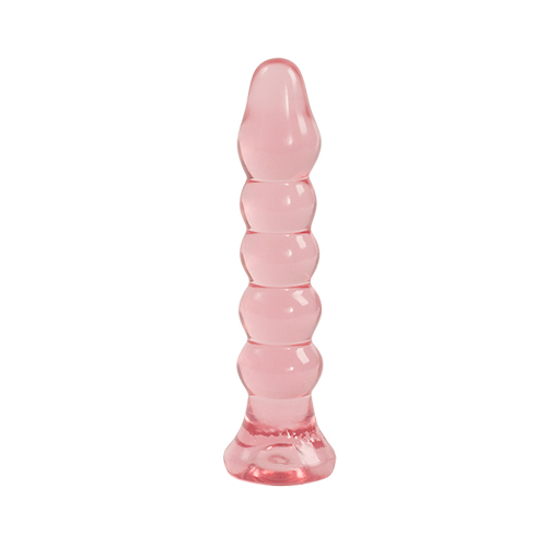 Ребристая анальная пробка Crystal Jellies Anal Plug Pink