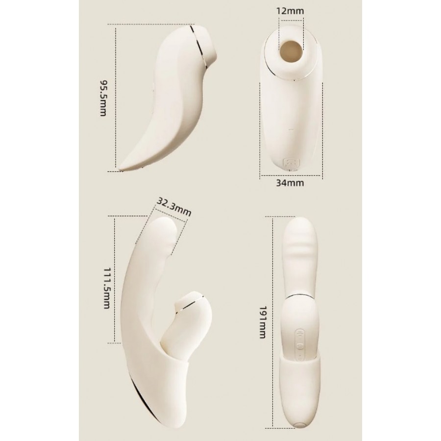 Уникальный пульсатор с вакуумной стимуляцией, вибрацией, нагревом и приложением Svakom Fatima Beige