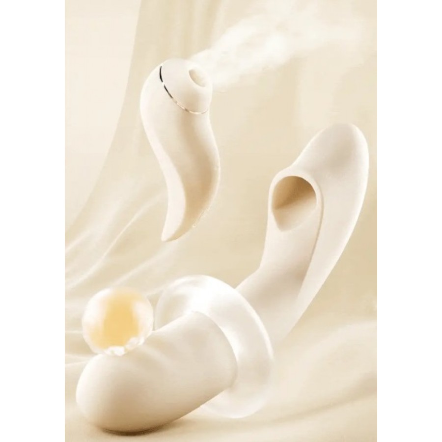 Уникальный пульсатор с вакуумной стимуляцией, вибрацией, нагревом и приложением Svakom Fatima Beige