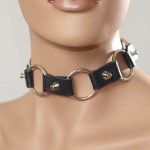 Ошейник с кольцами и шипами 7 мм Sitabella Black