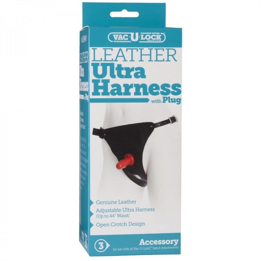 Кожаные трусики для фиксации насадок Leather Ultra Harness with Plug 1010-06-BX