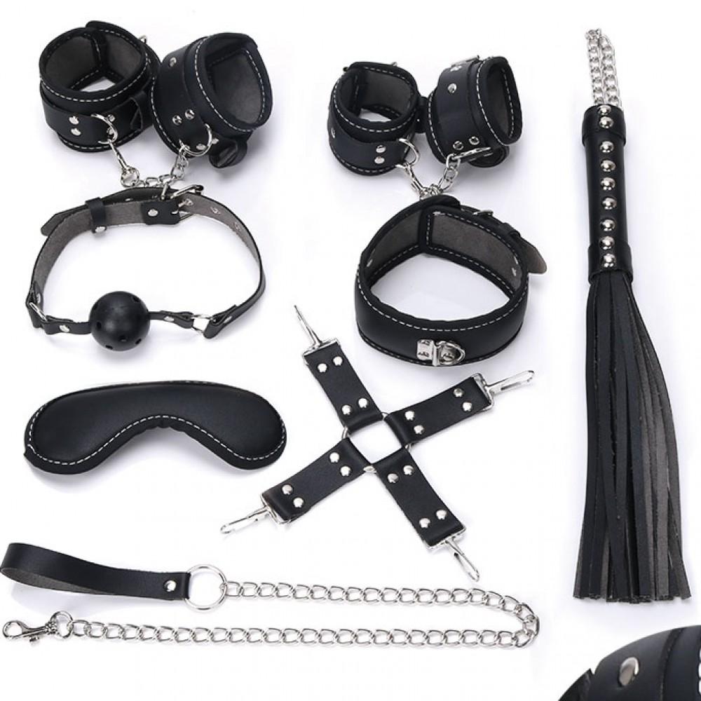 НАБОР NOTABU (маска, ошейник, кляп, фиксатор, наручники, оковы, плеть) цвет чёрный арт. NTU-80453