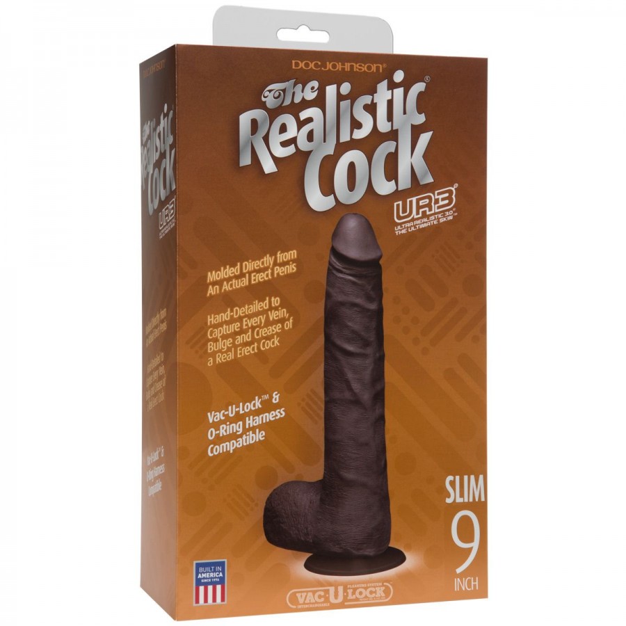 Черный дилдо The Realistic Cock ULTRASKYN 9” Slim 0276-25-BX
