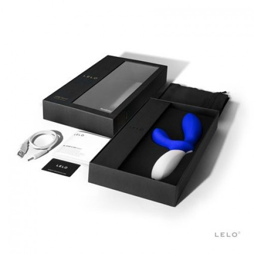 Вибромассажёр простаты LELO Loki Wave Federal Blue с отростком для стимуляции промежности - 19,6 см