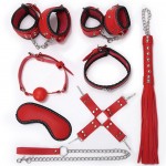 НАБОР NOTABU (маска, ошейник, кляп, фиксатор, наручники, оковы, плеть) цвет красный арт. NTU-80451