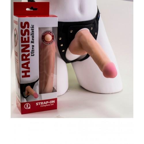 Страпон из киберкожи Lovetoy Harness 17 х 4,2 см