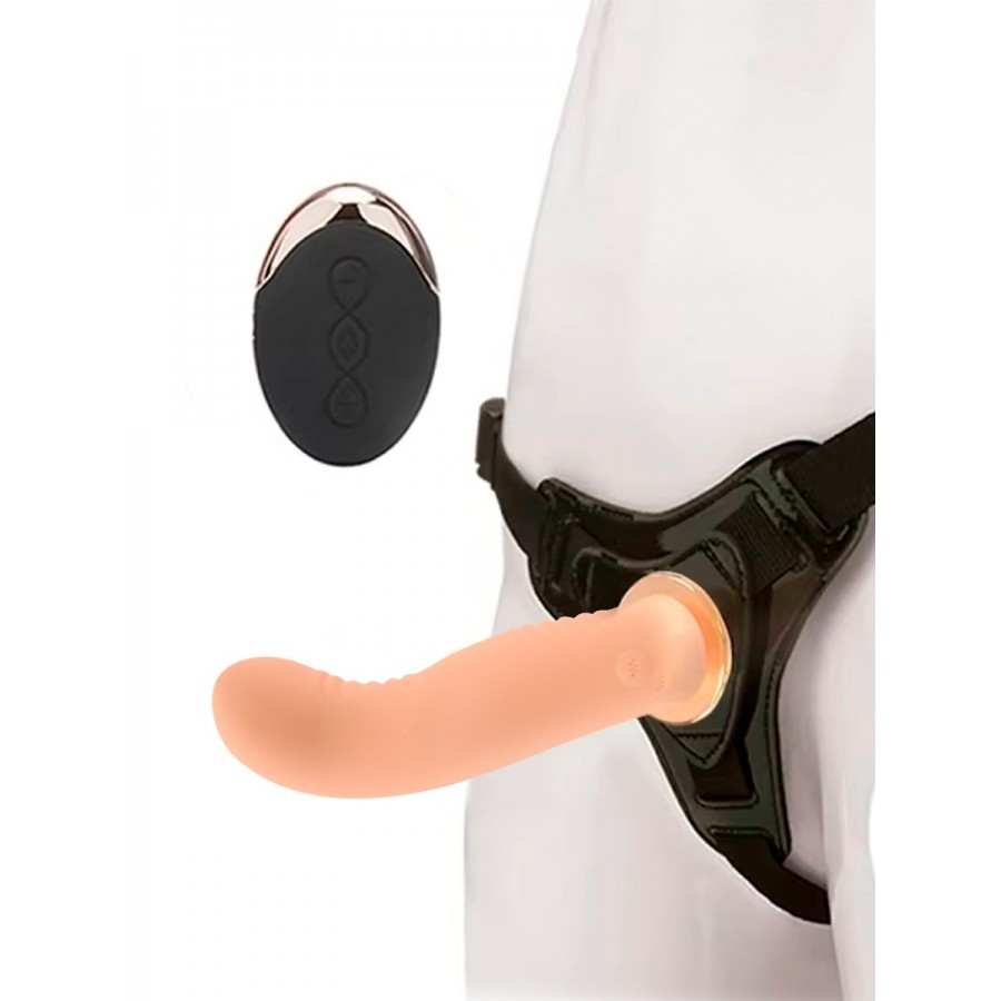 Страпон с вибрацией Erokey, 10 режимов, 14 х 3,6 см