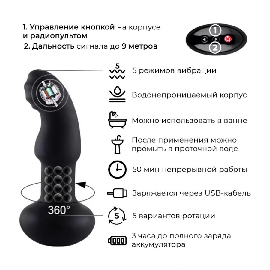 Массажер простаты с имитацией римминга Nomi Tang Pluggy RC