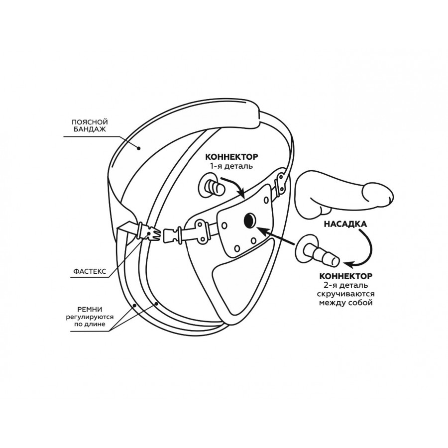 Страпон CLASSIC LUX-DUKE с 2 насадками  17,5 х 3,5 см 331103