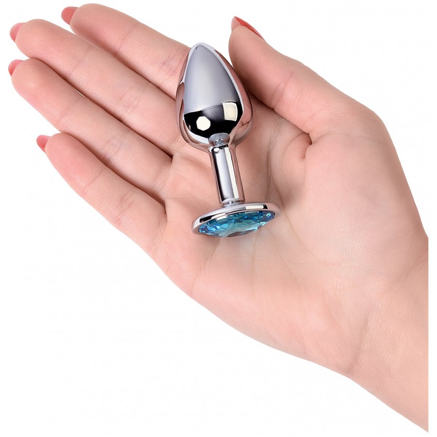 Анальная пробка с голубым кристаллом Sexy Chrystall