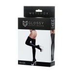 Чулки Glossy ELIZA из материала Wetlook со вставкой из кружева, черный, S
