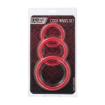 Набор эрекционных колец Black&Red by TOYFA, силикон, красный