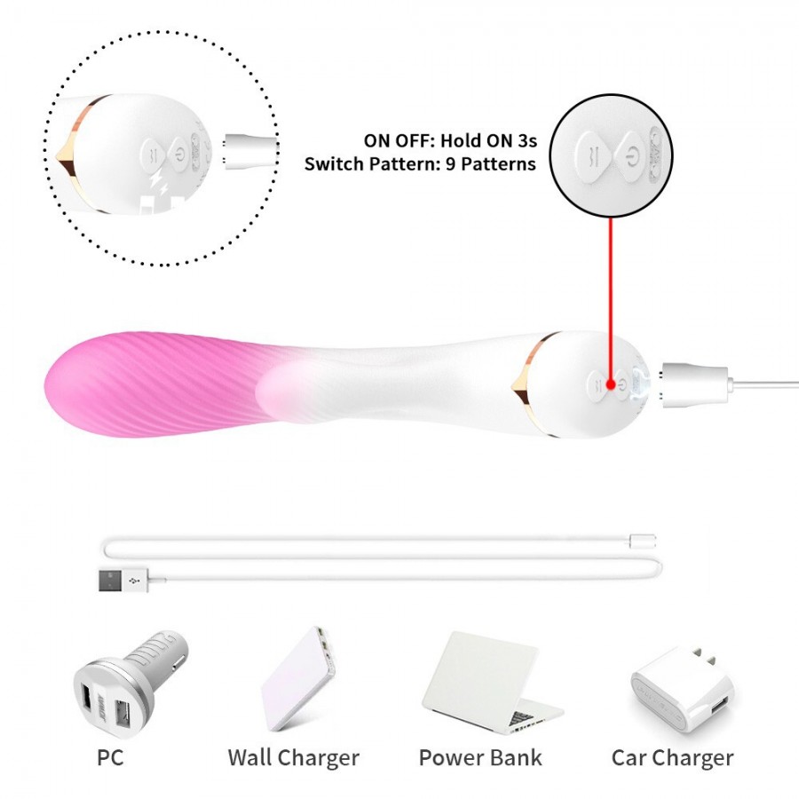 Стильный вибратор-кролик 20,5 х 3,5 см USK-V25