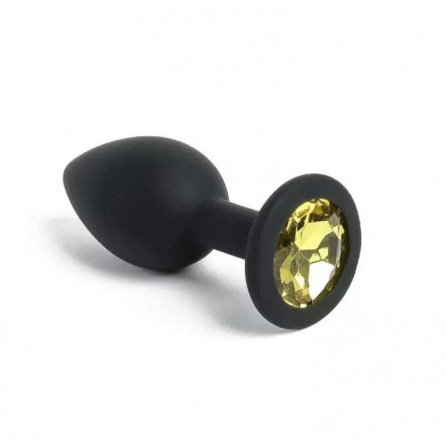 Силиконовая анальная пробка с кристаллом MMG SexToys Pluganale Piccolo Yellow 7 х 2,7 см