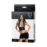 Кружевной топ и юбка Wetlook Glossy Gigi, черный, M