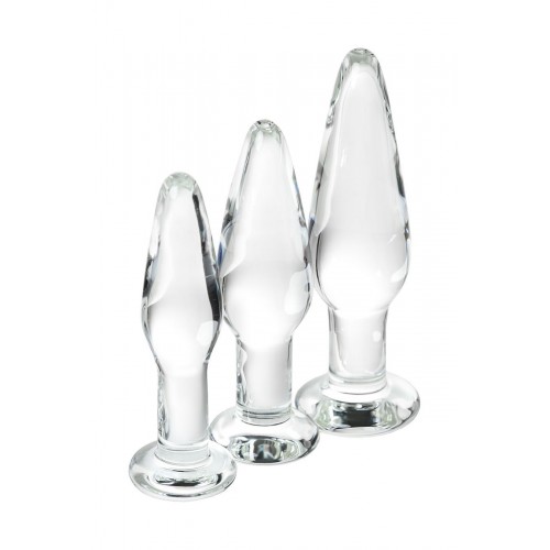 Набор стеклянных анальных пробок Sexus Glass 3-3,5-4 см 912306
