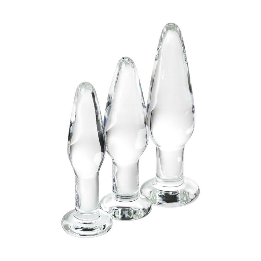 Набор стеклянных анальных пробок Sexus Glass 3-3,5-4 см 912306